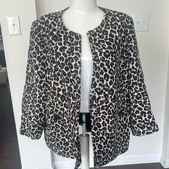 Chico’s Modern Jacquard Animal Print Jacket 3=16/18 - Picture 2 of 5
